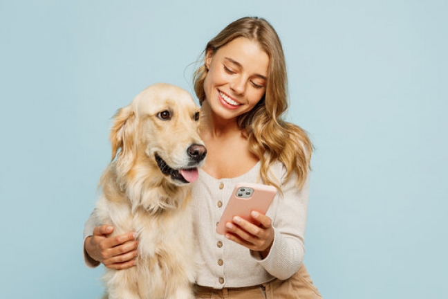 A dog owner and her dog